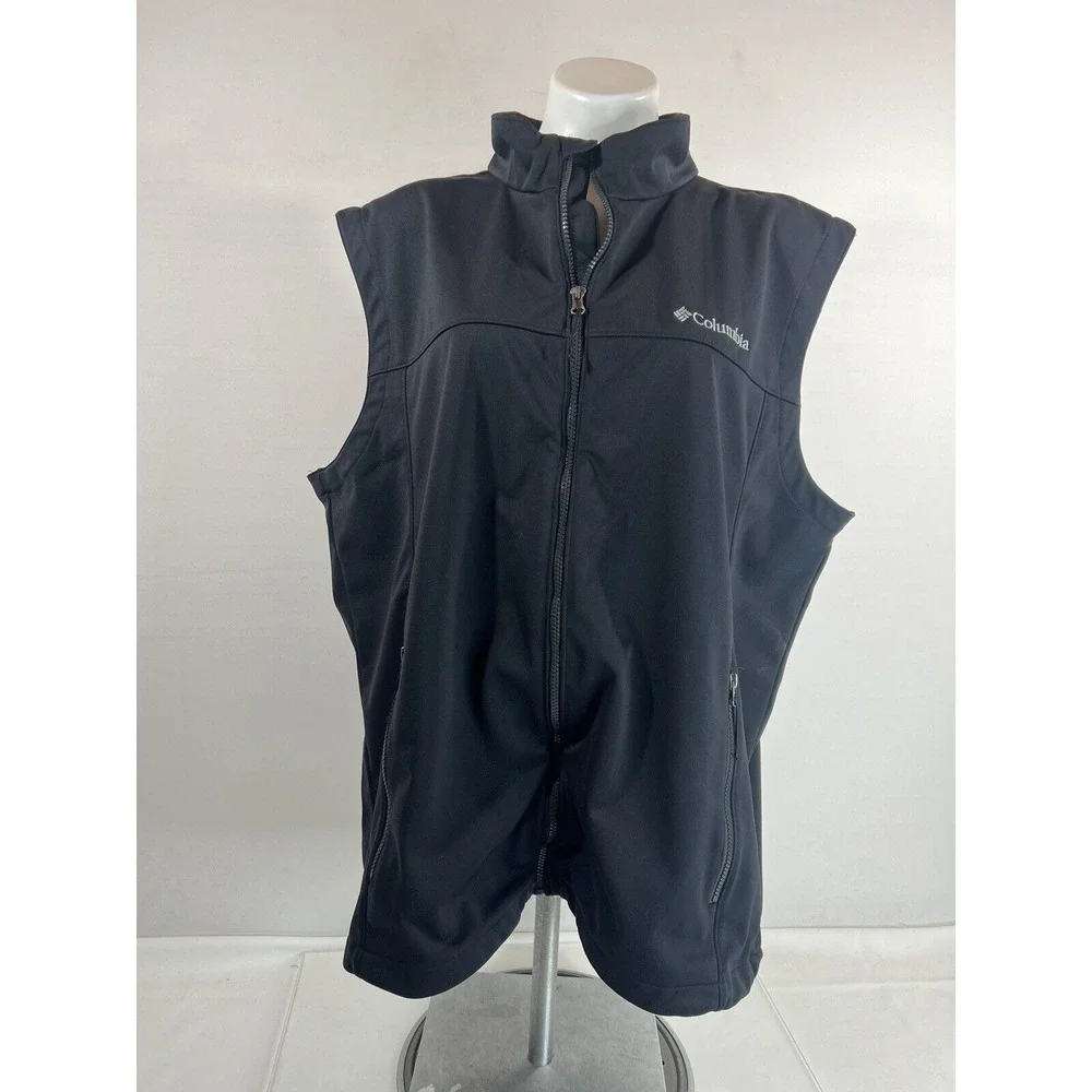Columbia Fleece Vest Mens XL Black Full Zip Gorpcore Hiking Outdoor Layer